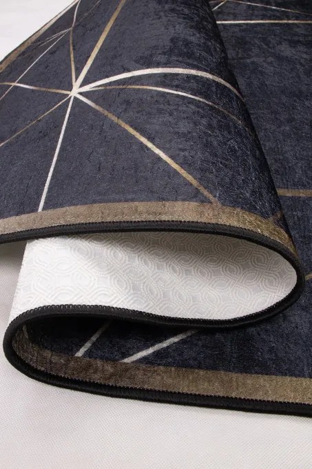 Protišmykový koberec MILANO 90010-04 čierny / zlatý