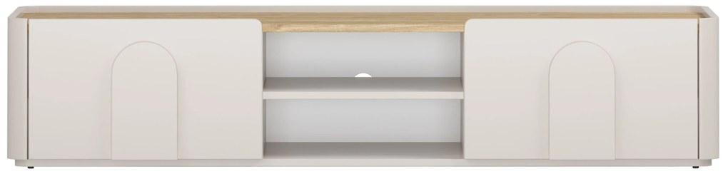 TV stolík Amilio 170 cm so zásuvkou - kašmír / olejovaný dub / úchytky kašmír