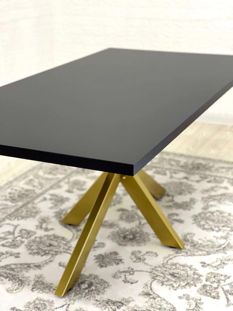 Jedálenský stôl DIAMOND čierna matná / zlatá podnož