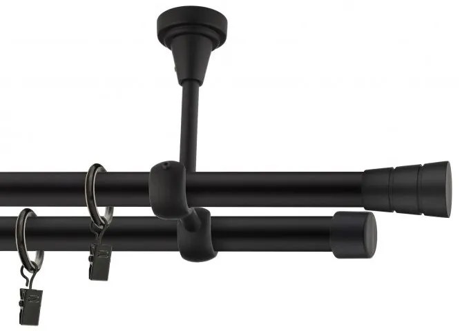 Dekorstudio Stropná dvojradová garniža BASIC čierna-matná 19mm Dĺžka: 120cm, Typ príslušenstva: Bez príslušenstva