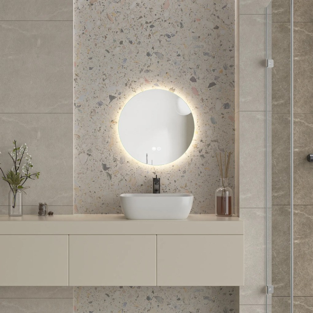 Erga Sofia, okrúhle LED zrkadlo 50cm, 1150 lm, 3 farby svetla, ERG-V01-207-5050