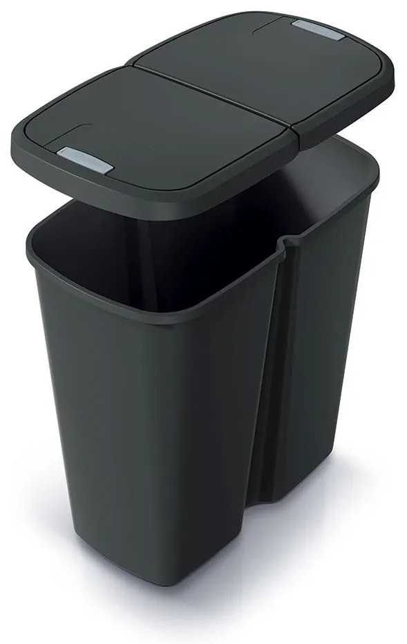 Odpadkový kôš DUO čierny, 45 l, čierna