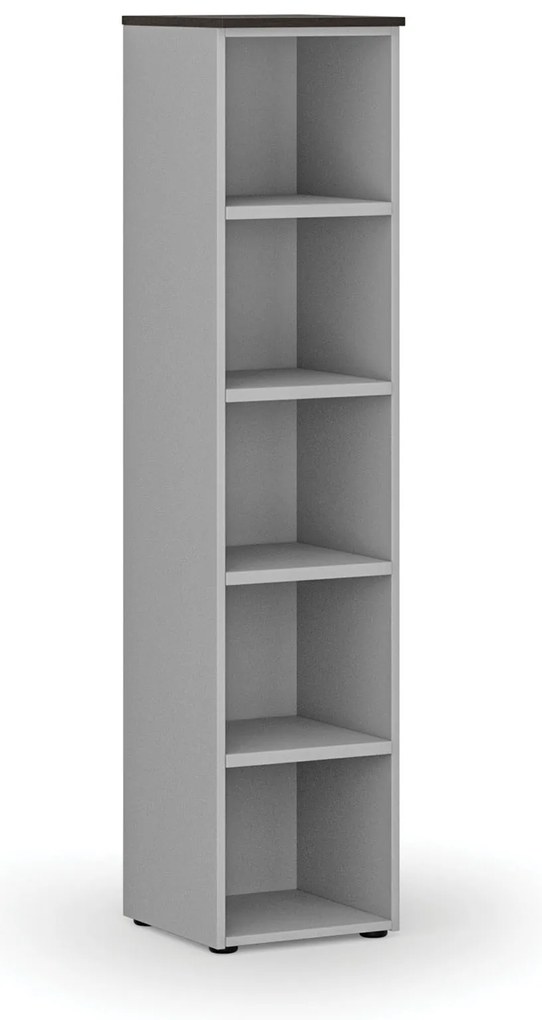 Kancelársky regál PRIMO GRAY, 400 x 420 x 1781 mm, sivá/wenge