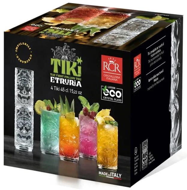 RCR POHÁR NA VODU TIKI PULCINELLA 450ML SADA 4 KS