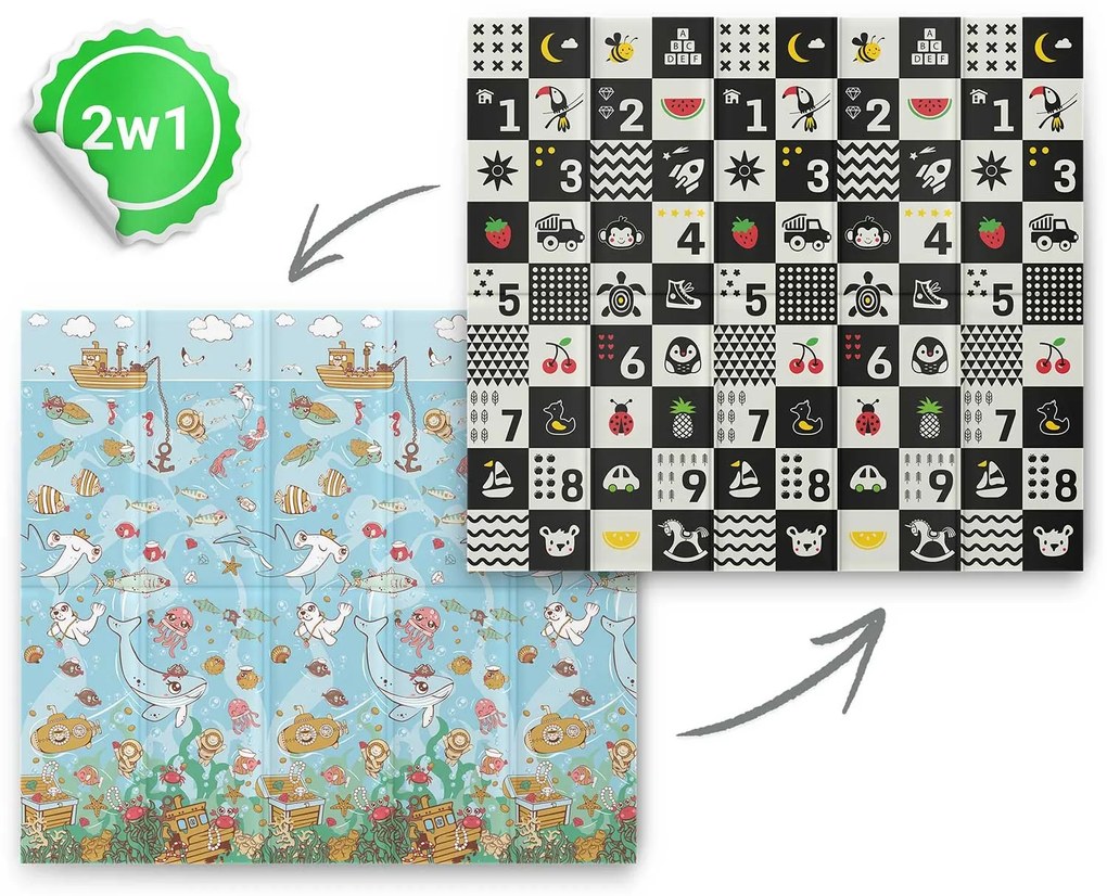 Penová podložka 200 x 180 x 1 cm Nukido NK-340 oceán-čísla