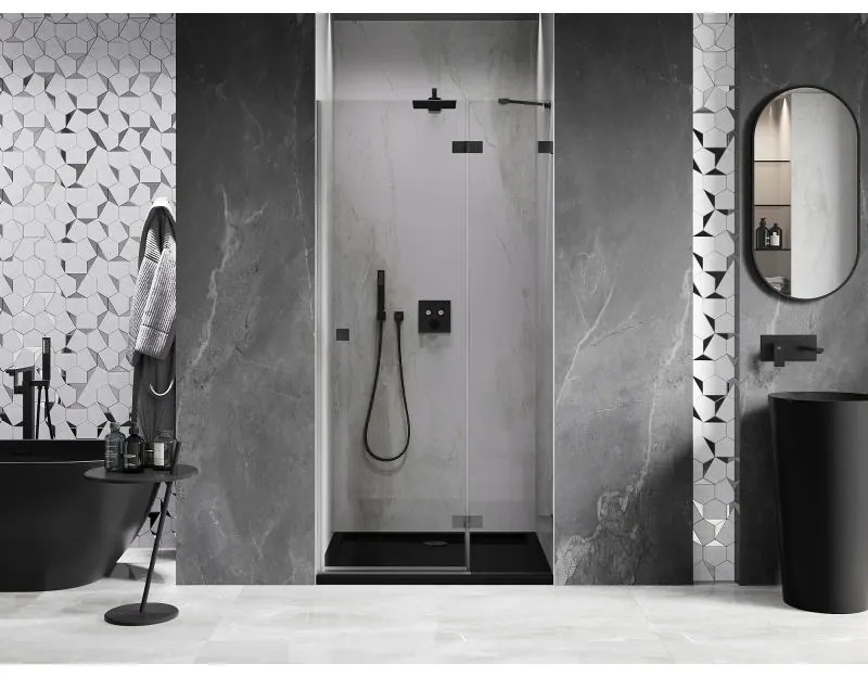 Mexen, Mexen Lunar pravé otočné sprchové dvere 105 cm, transparentné, pištoľový kov - 834-105-000-95-00-P