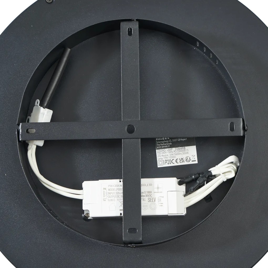 Dizajnové stropné svietidlo čierne so zlatom 40 cm vrátane LED 3-stupňového spínača - Ingo