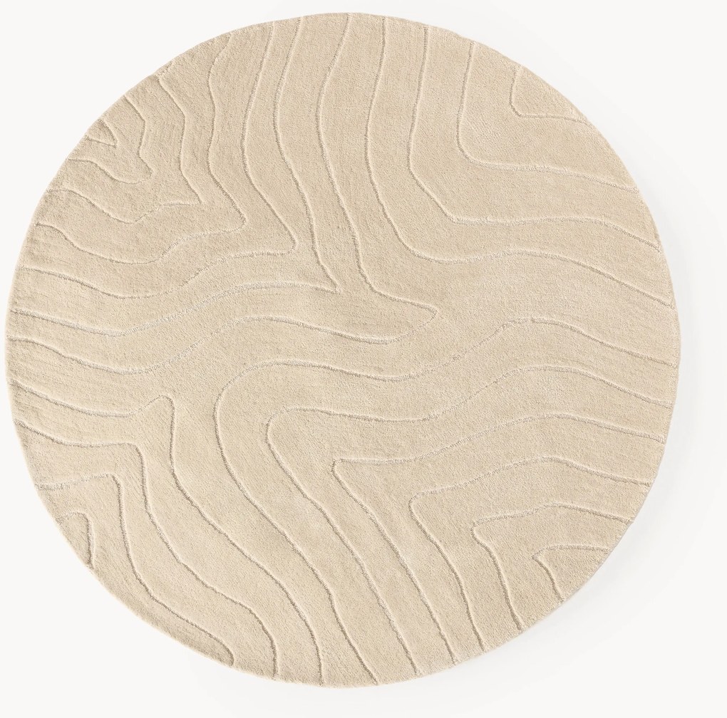 Okrúhly ručne tuftovaný vlnený koberec Aaron