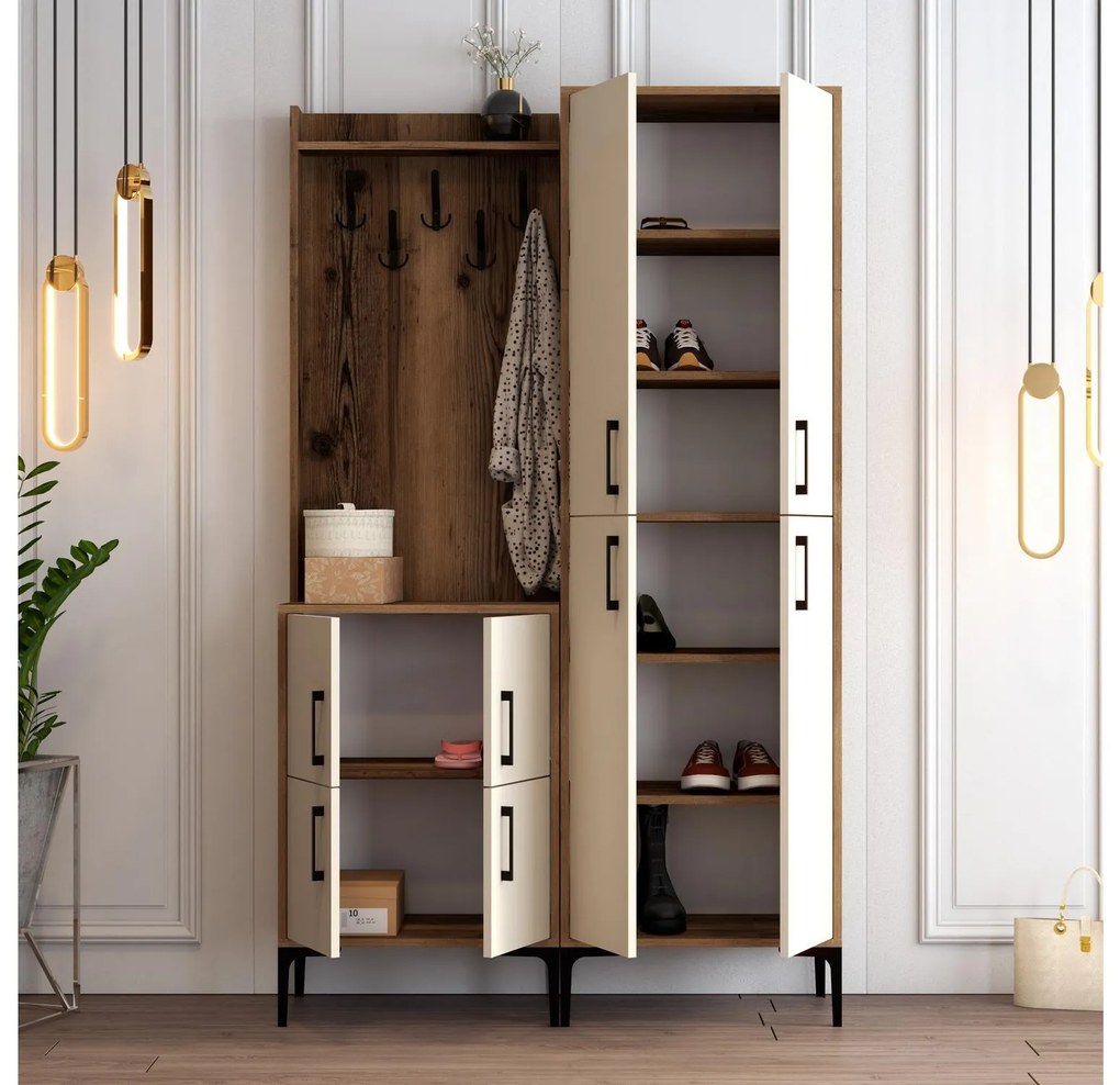 Predsieňová stena Betina BA (orech + krémová). Akcia -18%. Vlastná spoľahlivá doprava až k Vám domov. 1088299