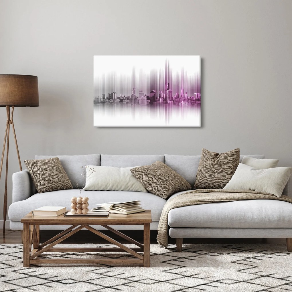 Obraz - Panoráma mesta, ružovo-šedé (90x60 cm)