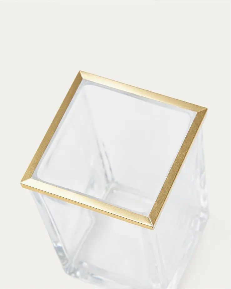 Sklenený téglik na zubné kefky v zlatej farbe Soanet – Kave Home