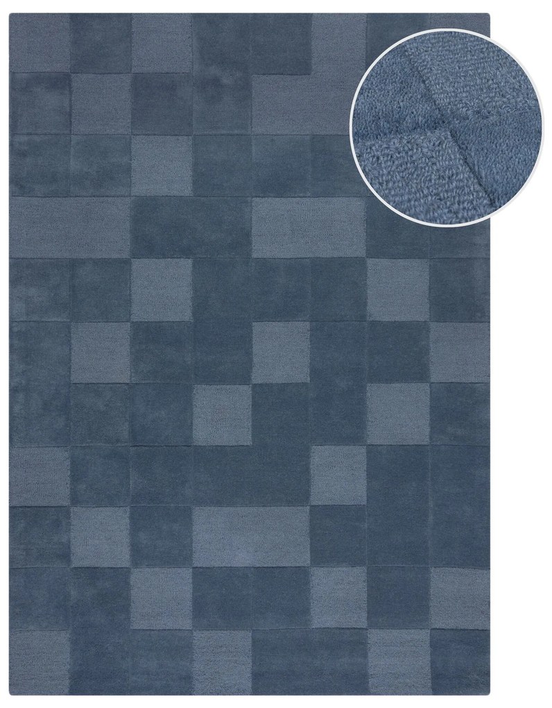 Flair Rugs, Kusový koberec Moderno Checkerboard Blue, 120x170, modrá, chodba / predsieň