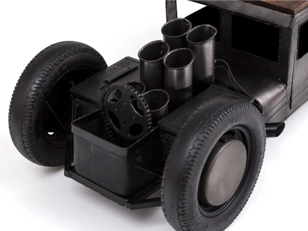 furniture-nabytek.cz - Masívny konferenčný stolík Car z mangového dreva a kovu, lakovaný, čierny – 160×65×50 cm