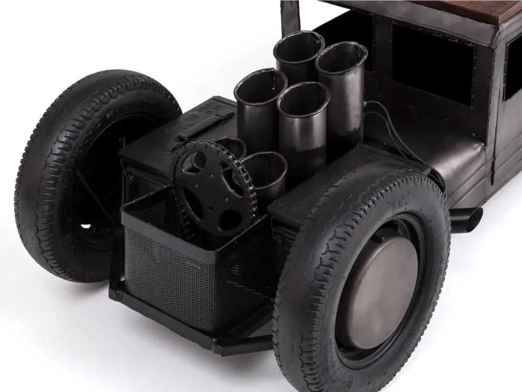 furniture-nabytek.cz - Masívny konferenčný stolík Car z mangového dreva a kovu, lakovaný, čierny – 160×65×50 cm