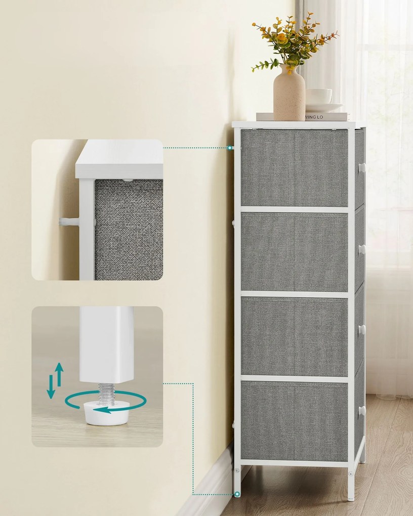 Komoda so zásuvkovými boxmi HESTO 45x91,7 cm, biela/sivá