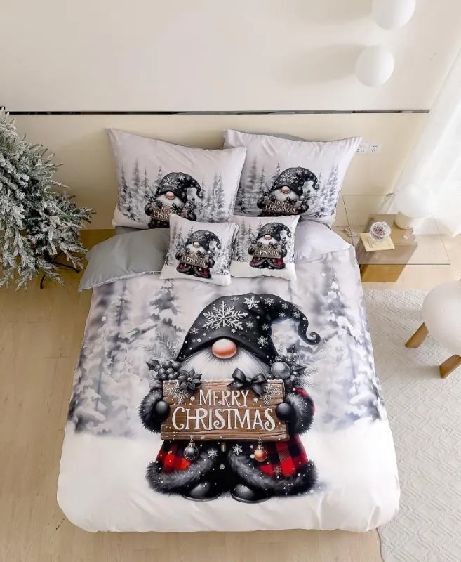 3D flanelové obliečky z mikrovlákna JOLLY GNOME biele + obliečka na vankúšik 40 x 50 cm zadarmo Rozmer obliečky: 70 x 90 cm | 140 x 200 cm