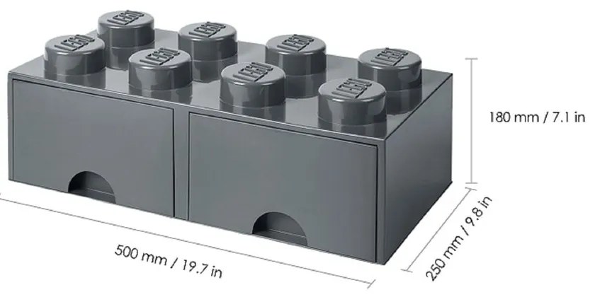 Detský tmavosivý úložný box s 2 zásuvkami LEGO®