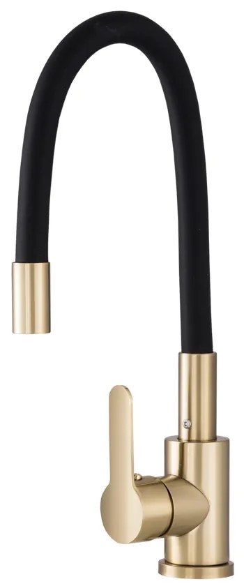 Gamma Flex 2000, stojanková drezová batéria s flexibilným ramenom, zlatá matná-čierna, GMA-BFX-2000BGD