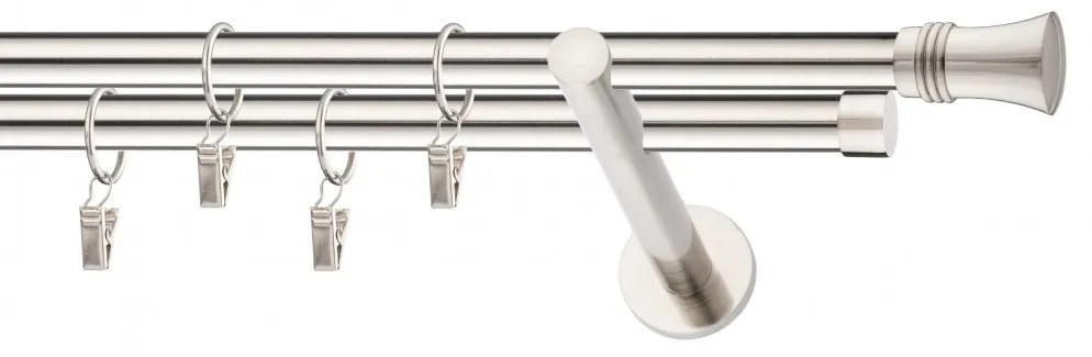 Dekorstudio Niklová dvojradová garniža CAPRI 19mm Dĺžka: 120cm, Typ uchytenia: Držiak dvojitý modern, Typ príslušenstva: Bez príslušenstva