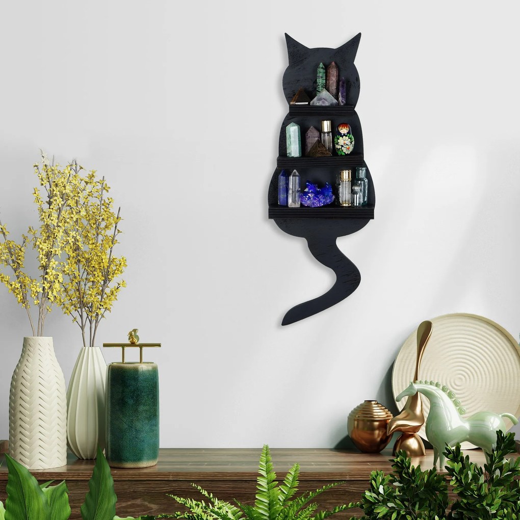 Nástenná polica Cat čierna