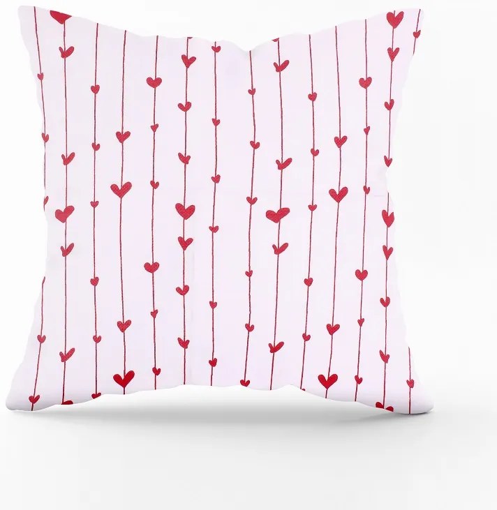 Bavlnená obliečka na vankúš - srdiečka Veľkost obliečok: 50 x 50 cm, Zapínanie: Gombíky