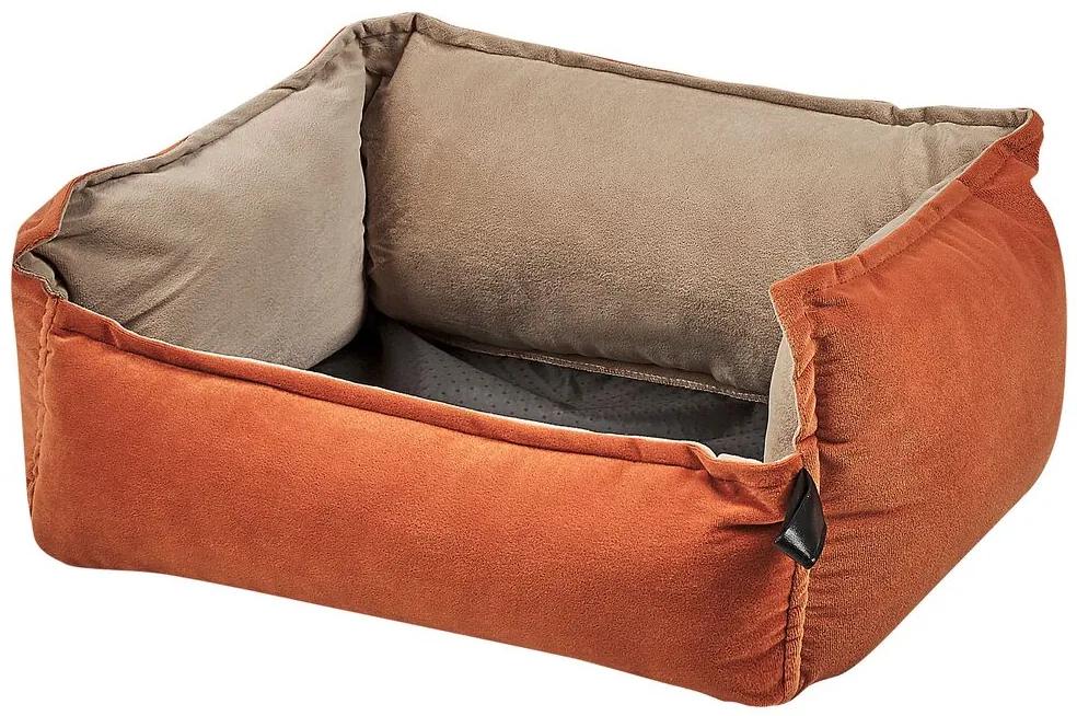 Obojstranná posteľ pre psa 50 x 35 cm oranžová/béžová IZMIR Beliani