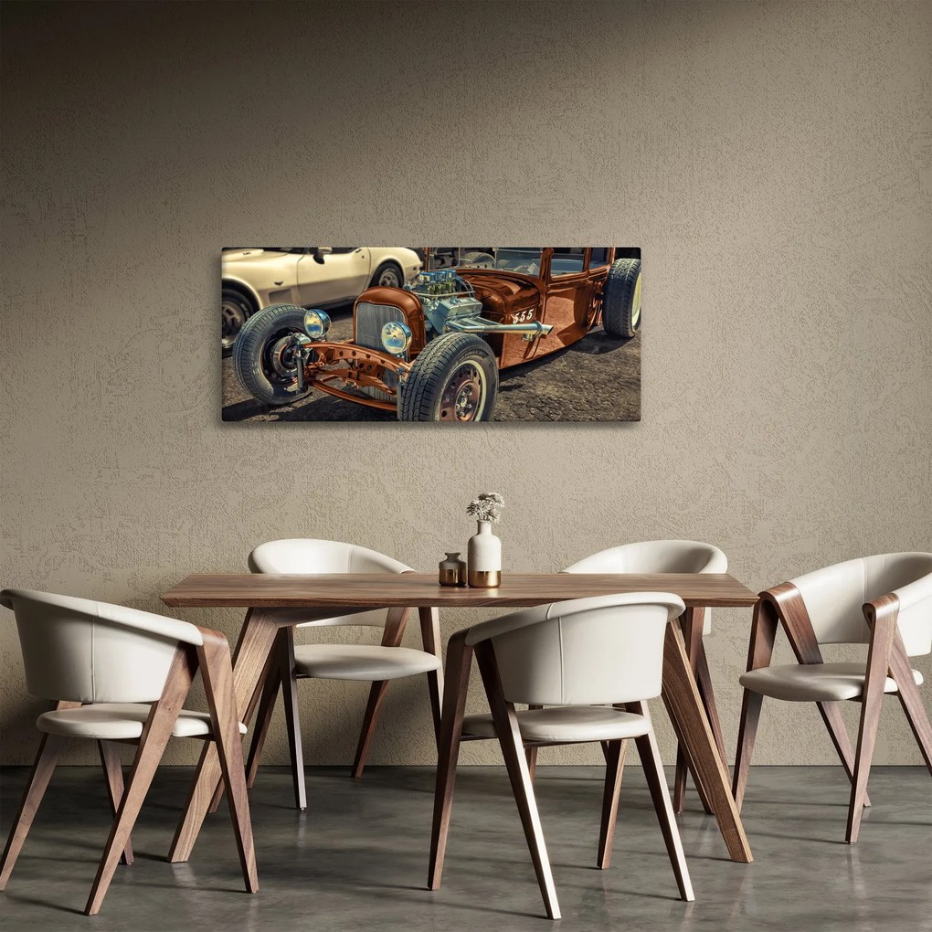 Obraz hnedého auta (120x50 cm)