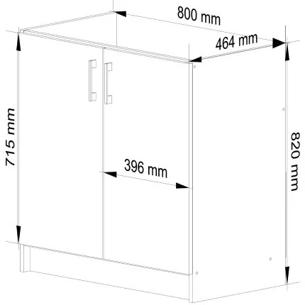 Spodná kuchynská skrinka pod drez LIMA S80ZL biela / dub sonoma