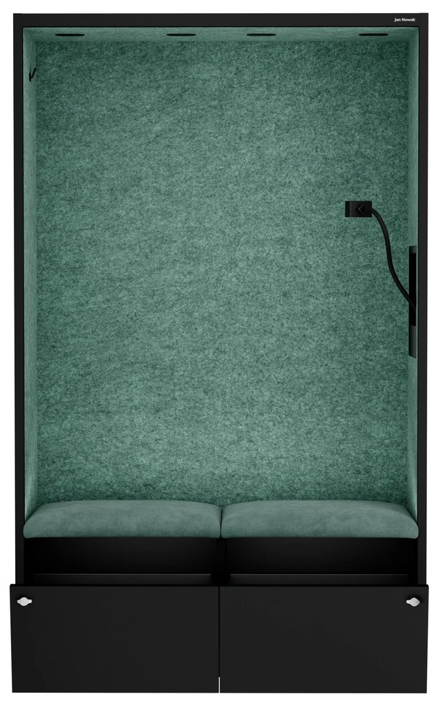 Akustická kabína SALLY MentalBox 1150 mm – čierny korpus, zelené sedadlo