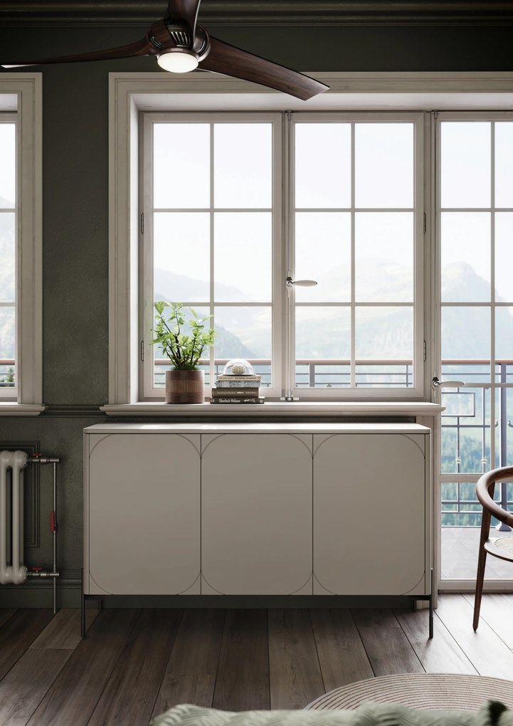 Komoda Sonatia 150 cm - kašmírová / čierna