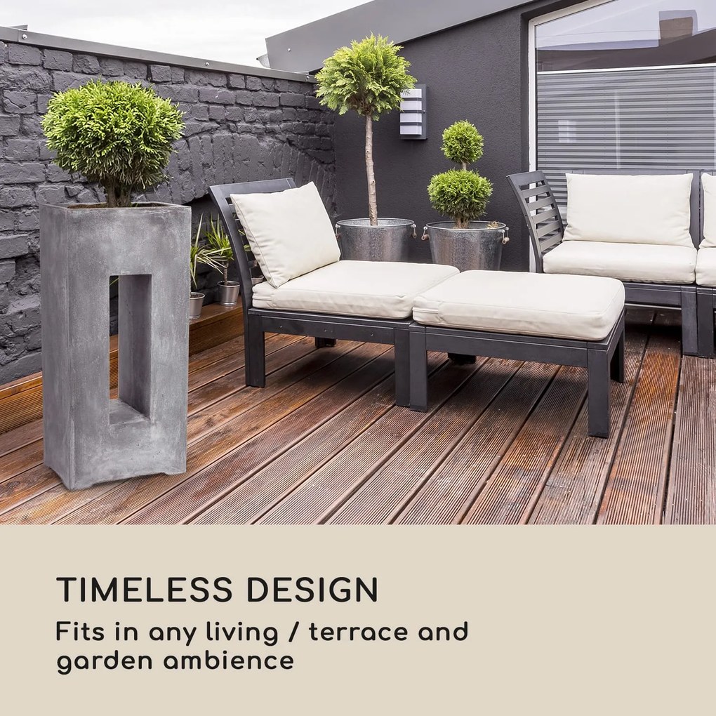 Blumfeldt Airflor, kvetináč, 45 x 100 x 27 cm, sklolaminát, do interiéru aj exteriéru, svetlosivý