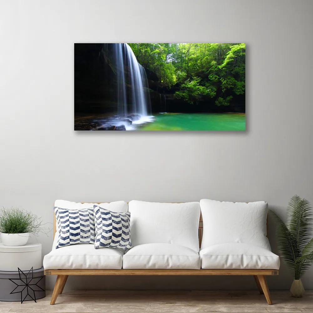 Obraz Canvas Vodopád príroda les jazero 120x60 cm