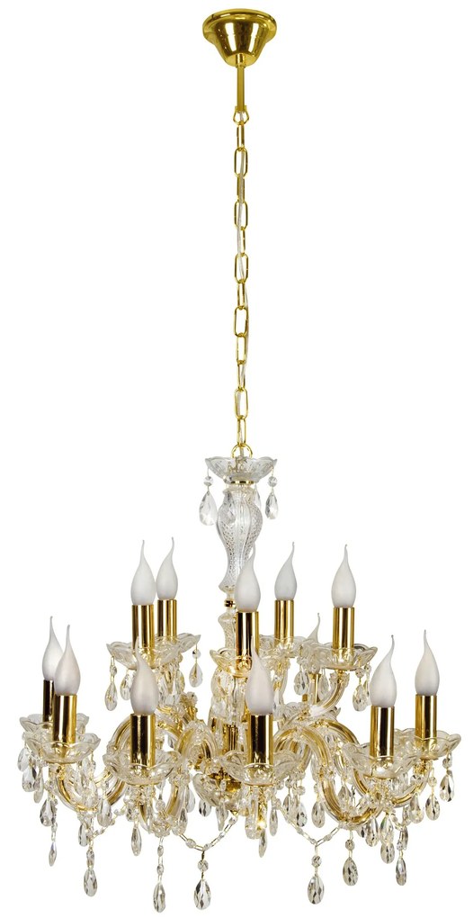 Candellux Zlatý krištáľový luster Maria Teresa pre žiarovku 12x E14 30-94608