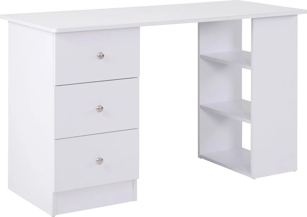 HOMCOM Multimedia Počítačový Stôl s Viacerými Úložnými Priestormi 3 Zásuvky 2 Poličky 120L x 49W x 72H cm Biela | Aosom