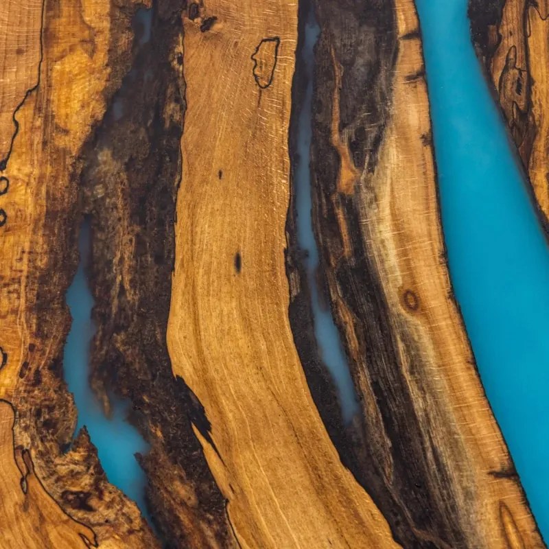 Konferenčný stôl PLANETÁRIUM zo špaltovaného buku a fluorescenčnej epoxidovej živice 96x59