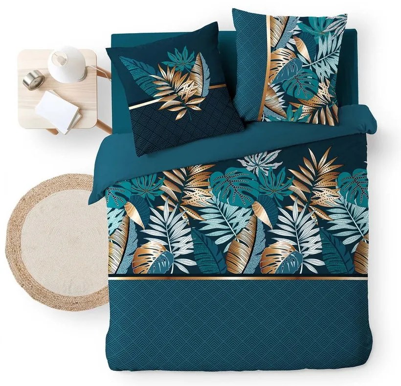 Modré bavlnené obliečky na dvojlôžko/predĺžené 240x220 cm Alianor – douceur d'intérieur