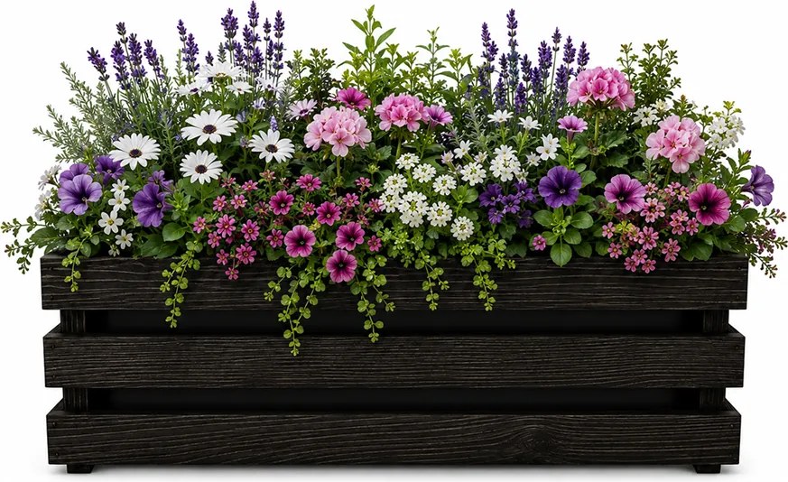 AMADEA Drevený obal na kvetináč tmavý, 52x21,5x17cm, český výrobok