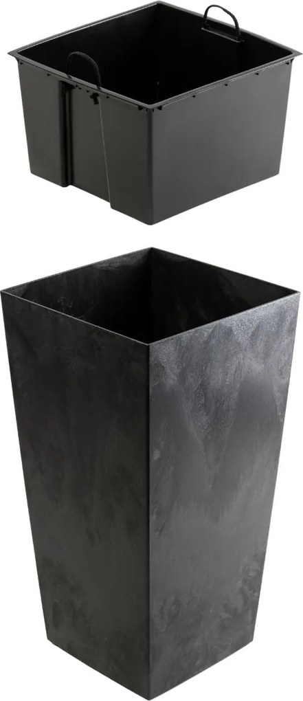 PLASTOVÝ KVETINÁČ PORTO 75X39,5X39,5 CM IMITÁCIA BETÓNU ČIERNA