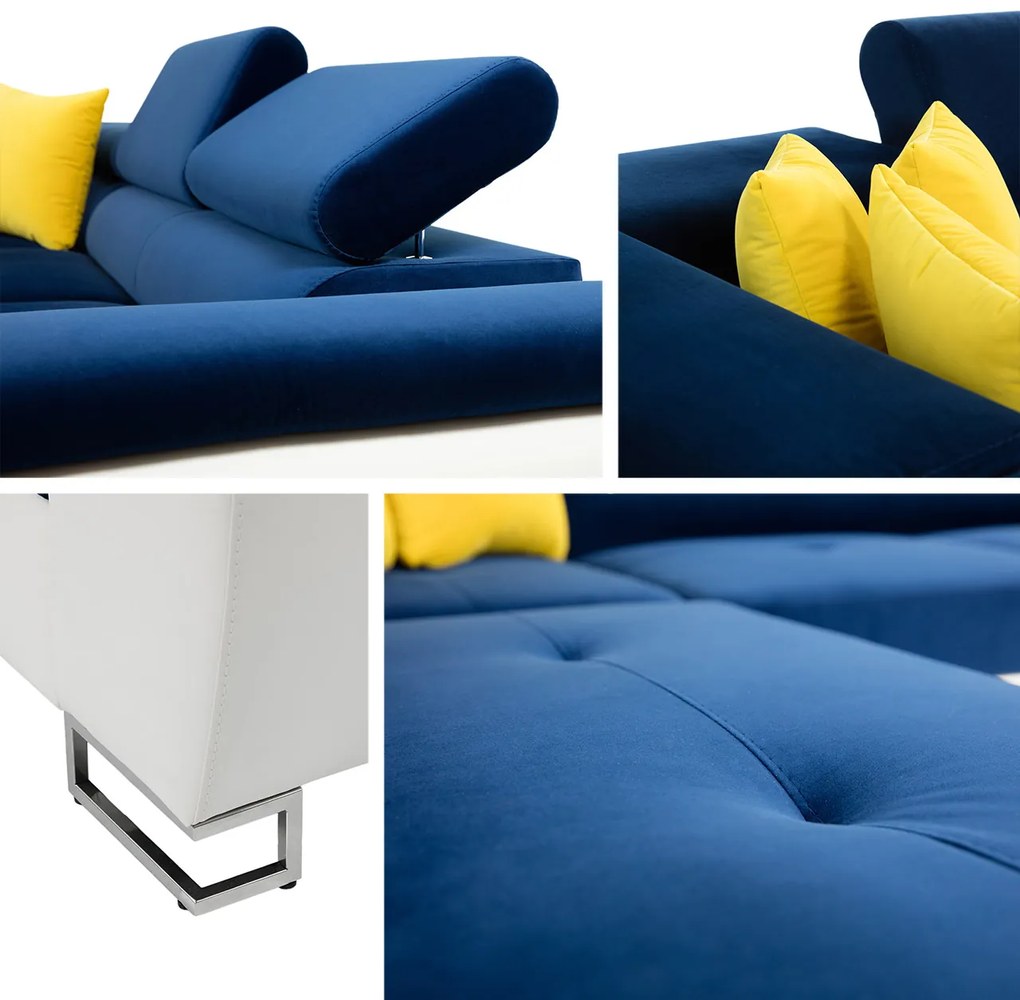 Rohová sedačka Alvin LED, Dostupné poťahy: Ekokoža Soft 011 (čierna) + Lux 06 + Ekokoža Soft 011 (čierna), Strana: pravá