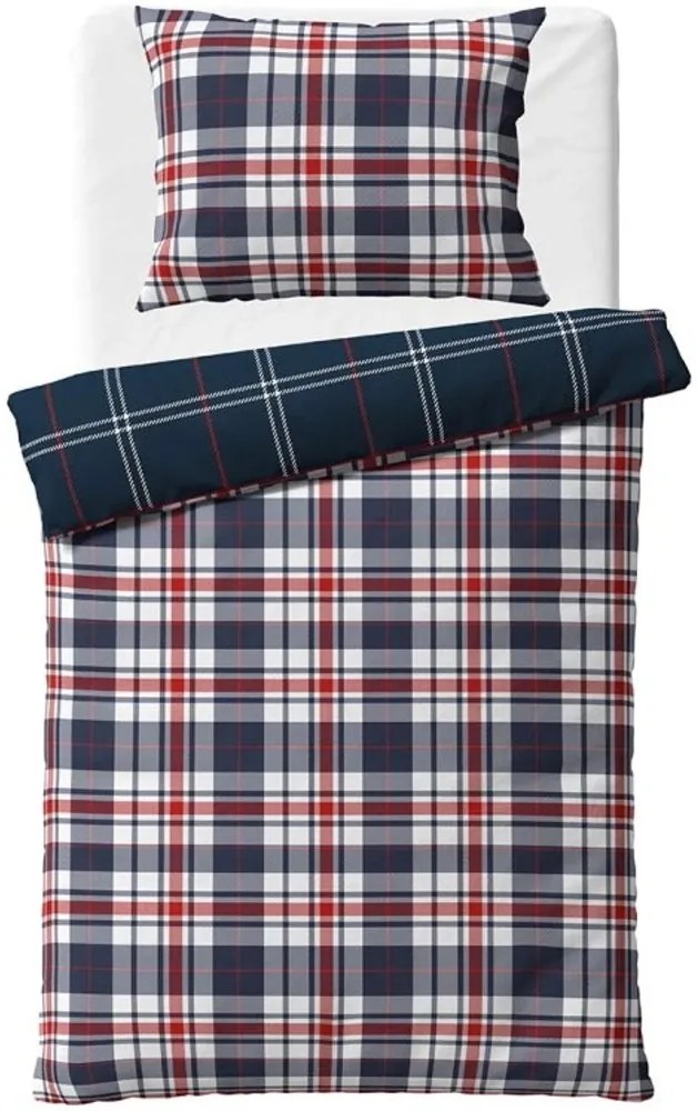 Flanelové posteľné obliečky Káro Oxford - 70 x 90 cm + 140 x 200 cm