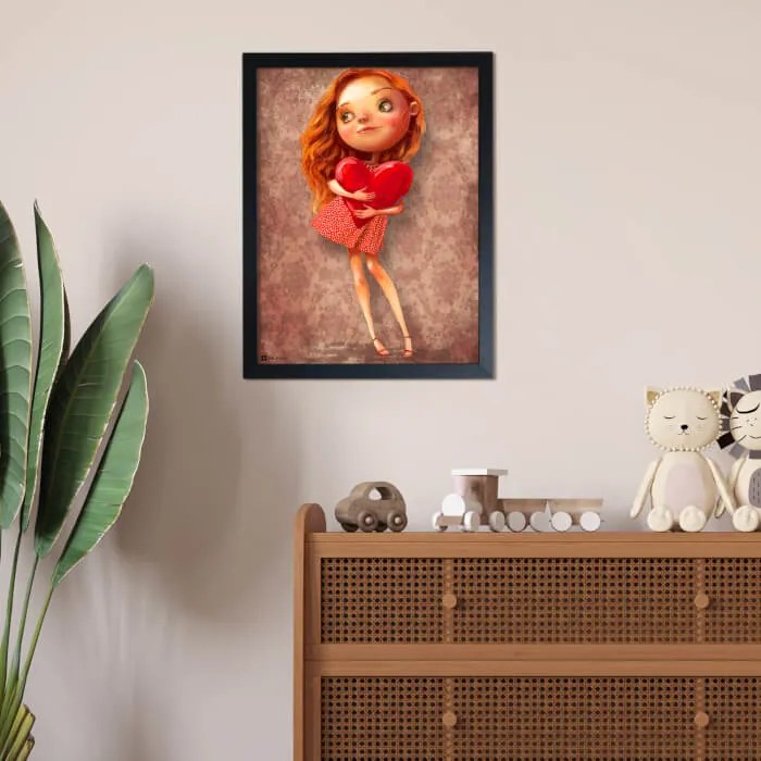 Obraz na stenu - Dievčatko so srdiečkom