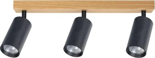 Brilagi - Bodové svietidlo SELE 3xGU10/30W/230V čierna/dubový dekor