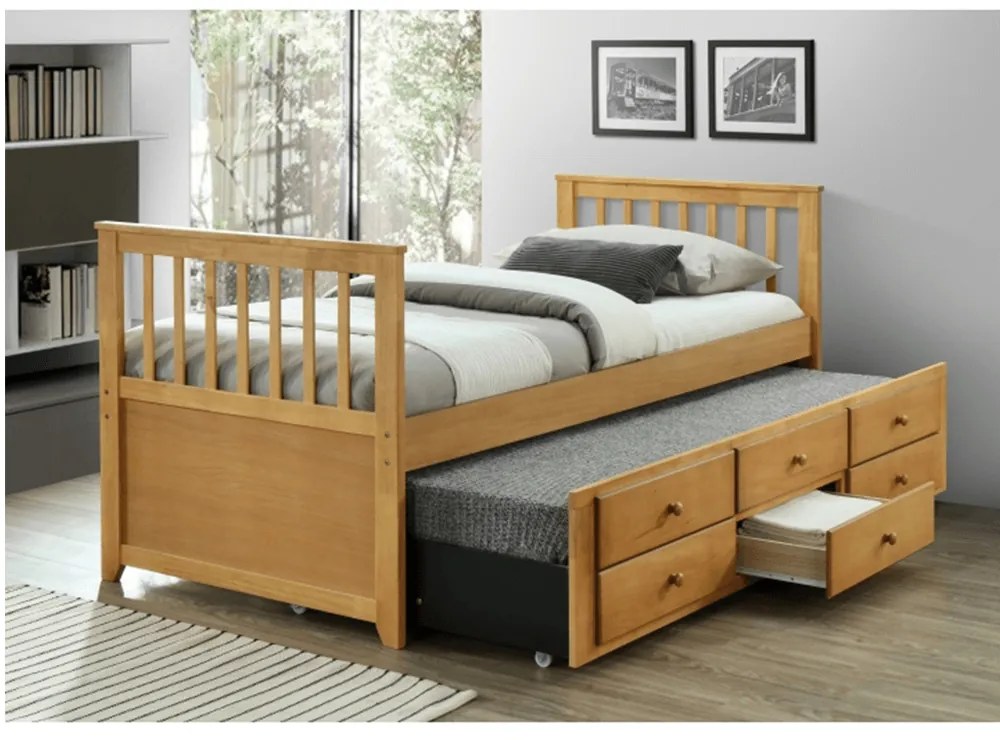 Jednolôžková posteľ 90 cm Ahlan (dub) (s roštom). Akcia -13%. Vlastná spoľahlivá doprava až k Vám domov. 1002458