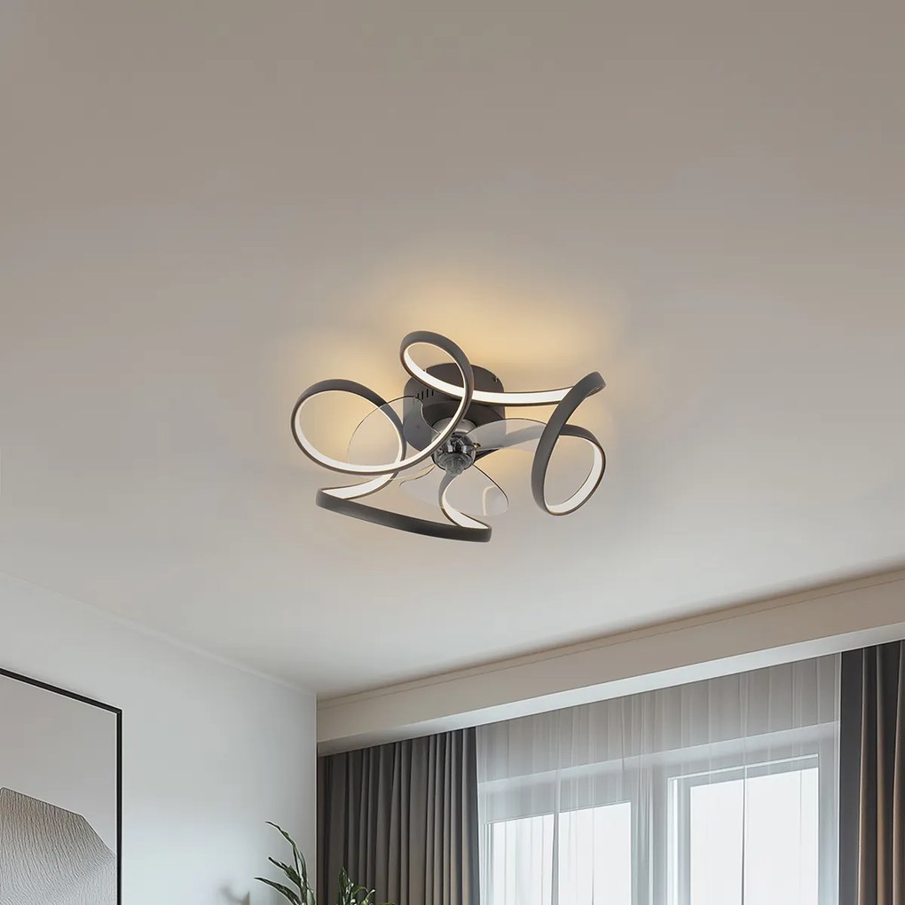 Stropný ventilátor čierny 55 cm vrátane LED stmievateľný s diaľkovým ovládaním - Mandy