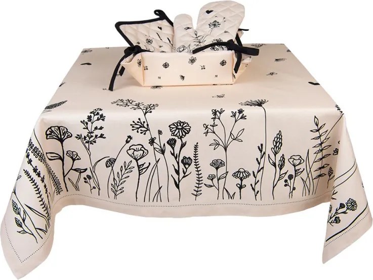 Béžový košík na pečivo s kvetinami Flora And Fauna - 35*35*8 cm