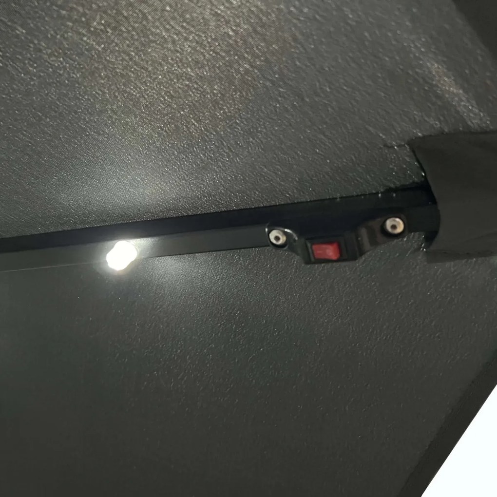 Záhradný slnečník MILIN s LED osvetlením 300 cm tmavošedý
