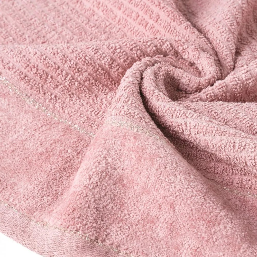 Bavlnená osuška GLORY v ružovej farbe s velúrovým okrajom prešitá lesklou niťou Šírka: 50 cm | Dĺžka: 90 cm