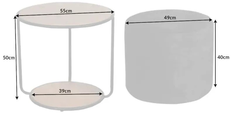 Konferenčný stolík Studio 55cm dub / Taburet