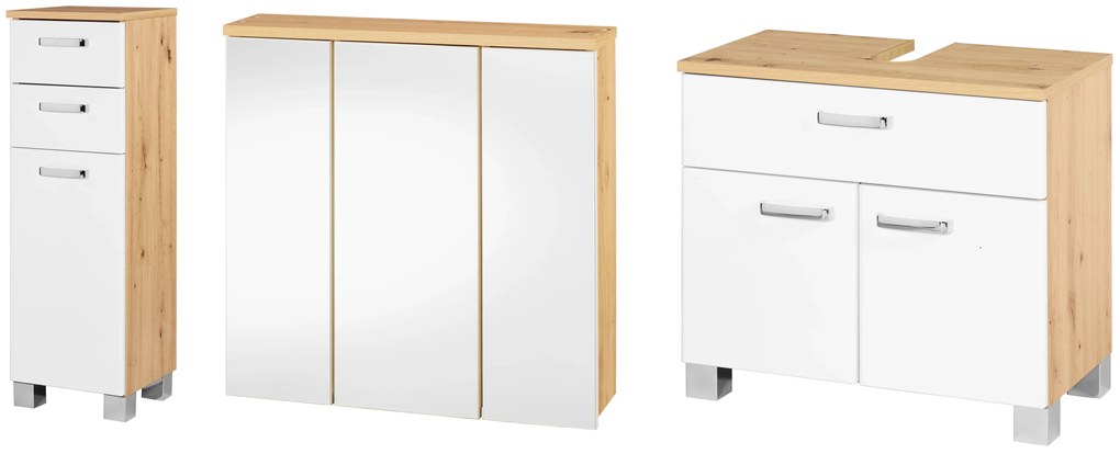 Livarno home Skrinka do kúpeľne + Skrinka so zrkadlom + Skrinka pod umývadlo Palermo  (800010824)