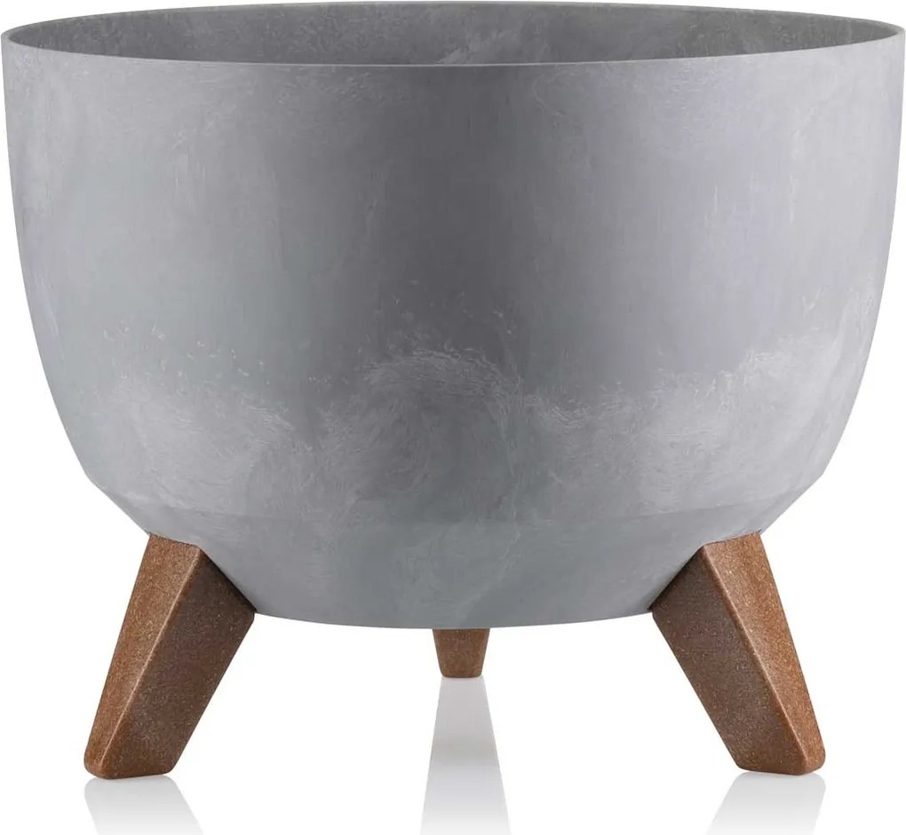 PLASTOVÝ KVETINÁČ ROSA LINEA SADA 2KS 15X24,3 CM+18,3X29,2 CM IMITÁCIA BETÓNU SIVÁ